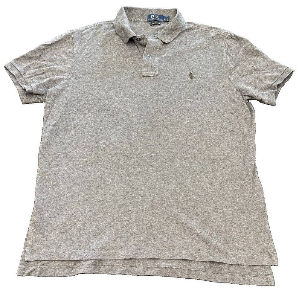 Polo Ralph Lauren Stretch Mesh Large Men's Polo Shirt Gray Pony Logo